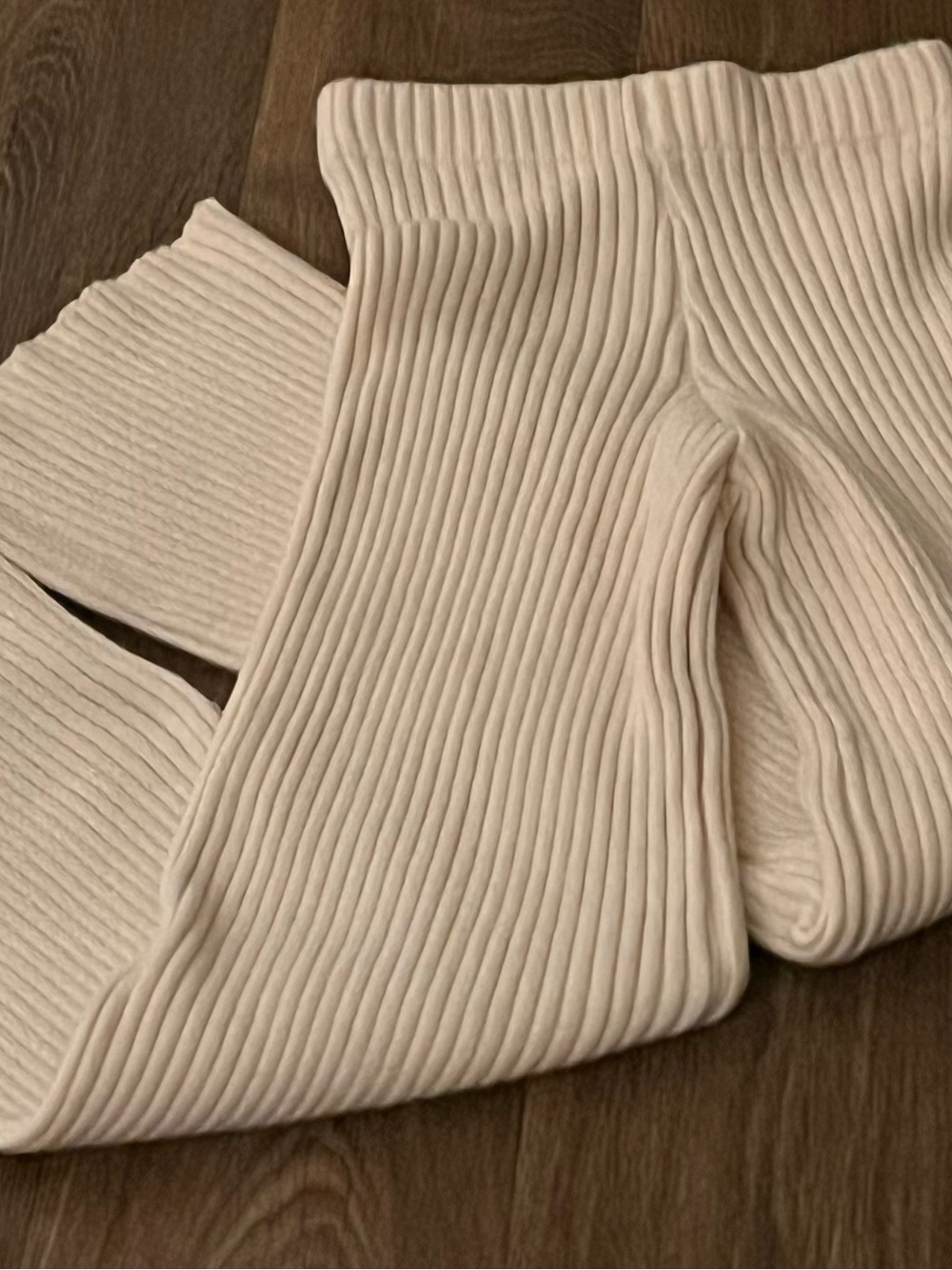 🌺Sincerely Jules Cream Viscose Blend Ribbed Knit Flare Lounge Pants S